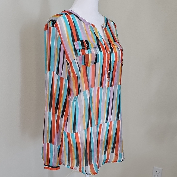 Ariat Sheer Long Sleeve Blouse Multicolor Women's Sz M - Picture 4 of 10